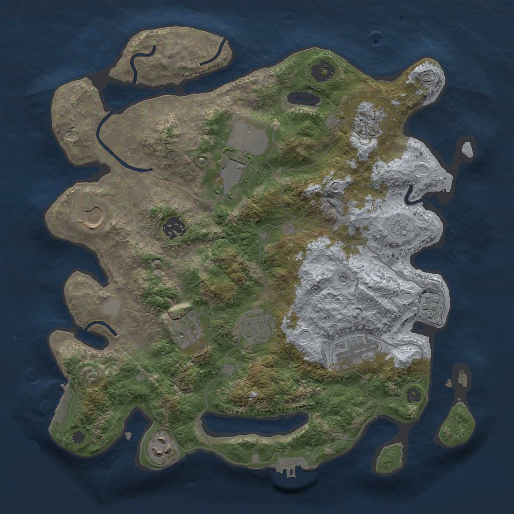 Rust Map: Procedural Map, Size: 3500, Seed: 1794540449, 18 Monuments