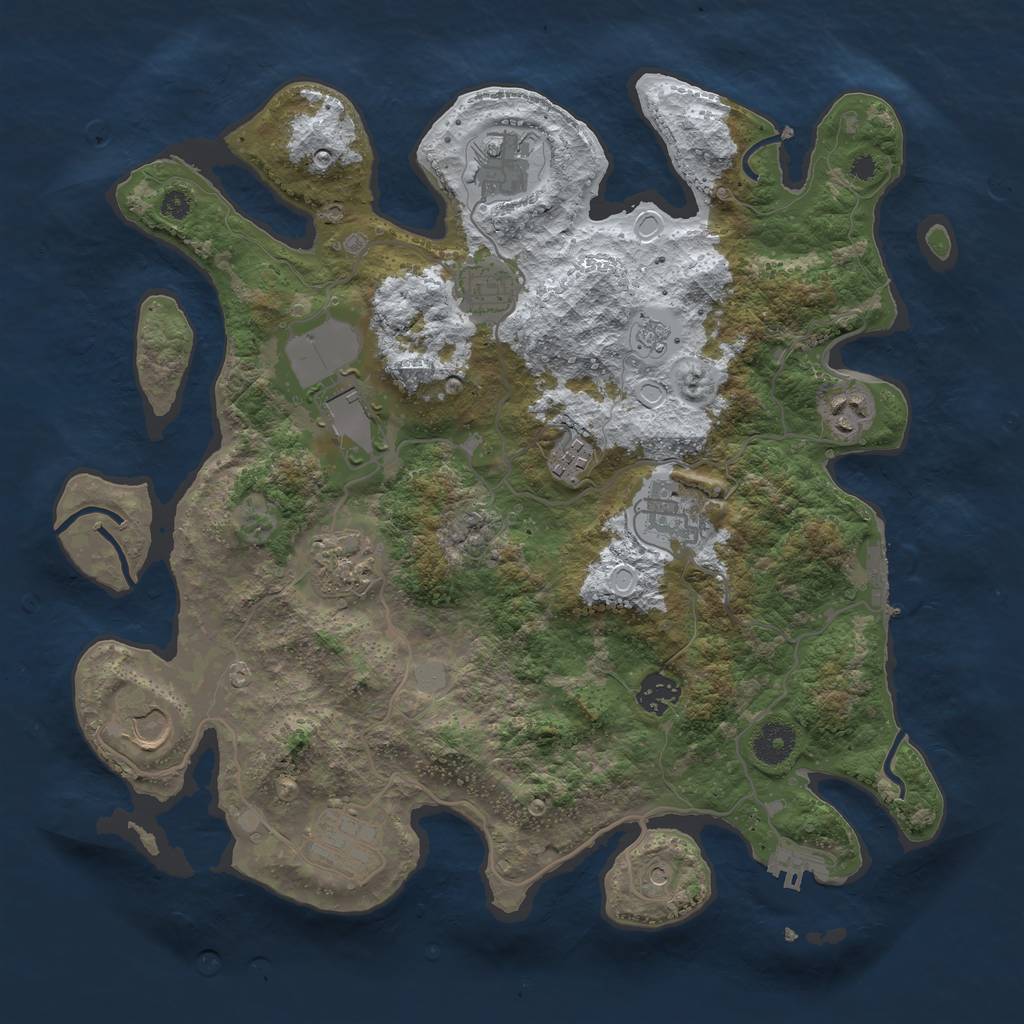 Rust Map: Procedural Map, Size: 3700, Seed: 156497653, 19 Monuments