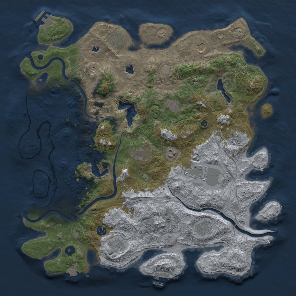 Rust Map: Procedural Map, Size: 4500, Seed: 753339, 17 Monuments