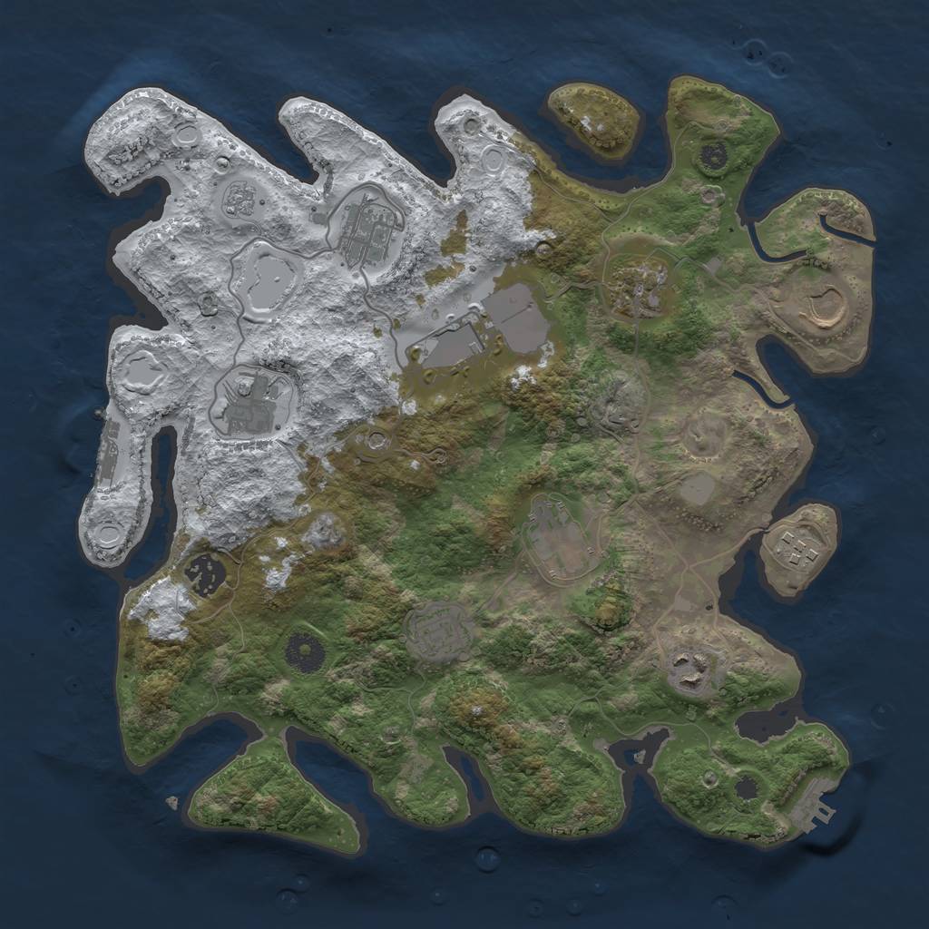 Rust Map: Procedural Map, Size: 3500, Seed: 974358, 19 Monuments