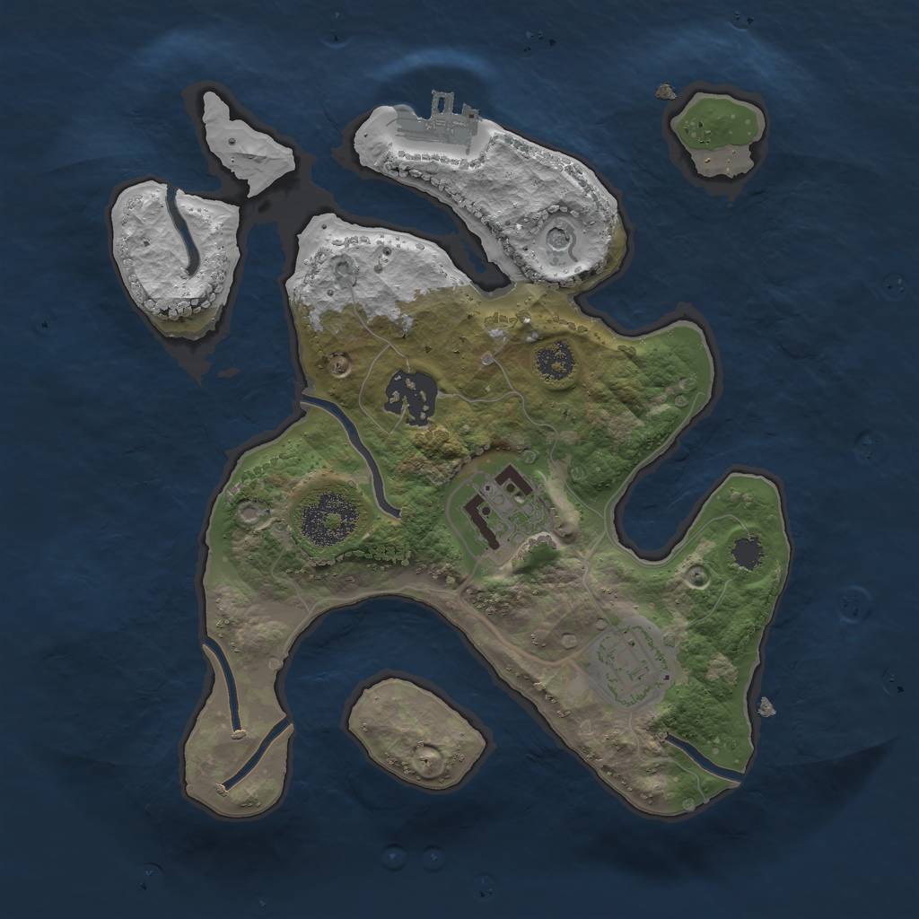 Rust Map: Procedural Map, Size: 2500, Seed: 941498931, 7 Monuments