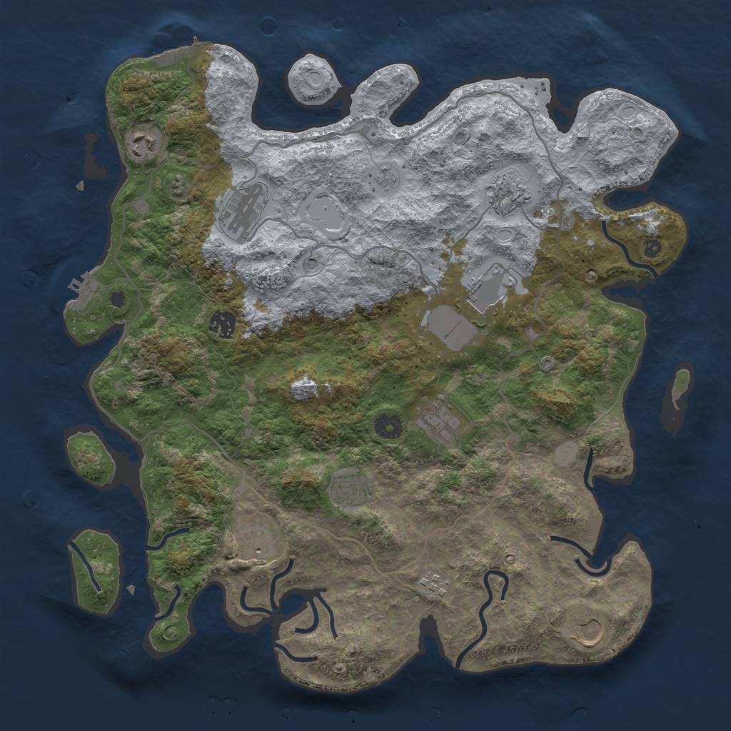 Rust Map: Procedural Map, Size: 4000, Seed: 964248295, 17 Monuments