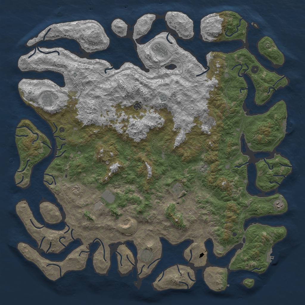 Rust Map: Procedural Map, Size: 6000, Seed: 7366373, 16 Monuments