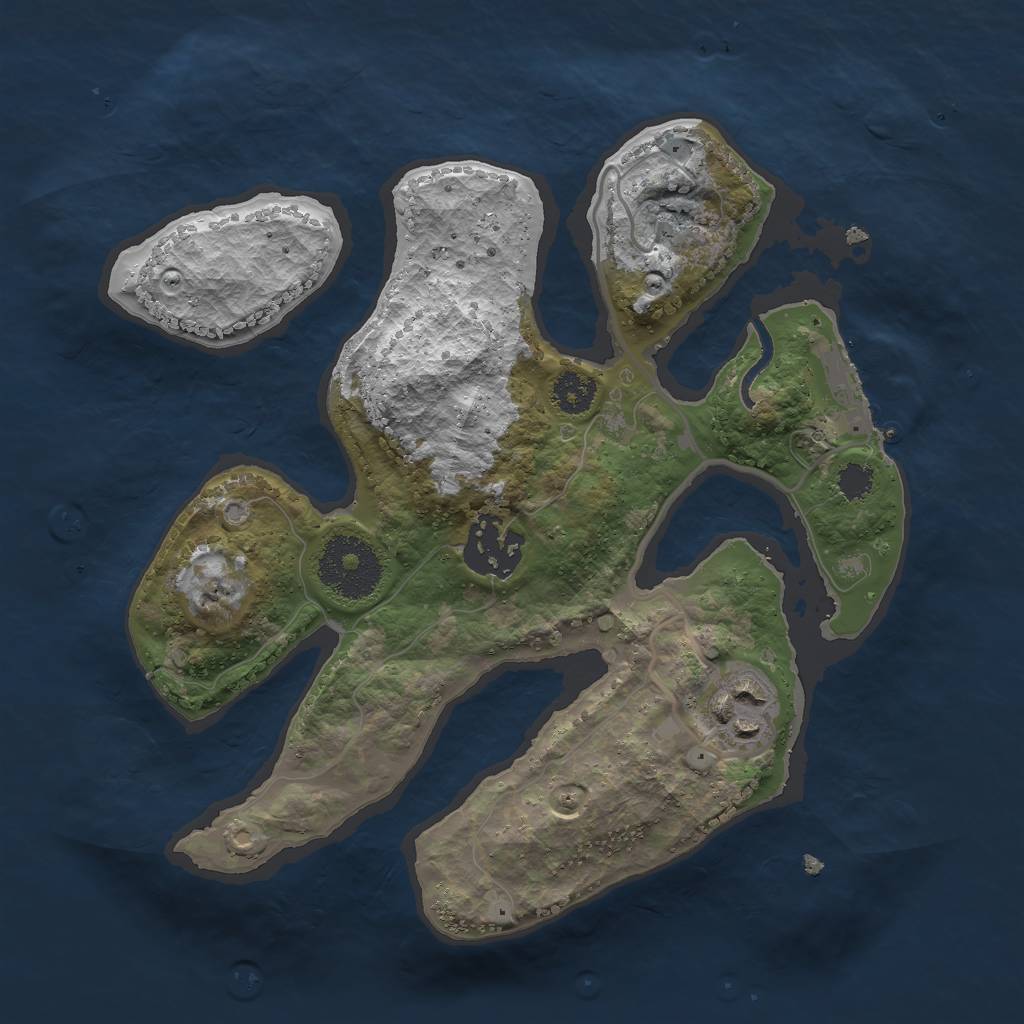 Rust Map: Procedural Map, Size: 2500, Seed: 523131, 5 Monuments