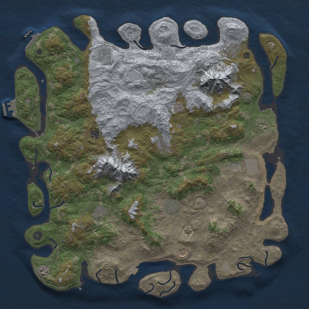 Rust Map: Procedural Map, Size: 5000, Seed: 734988, 17 Monuments