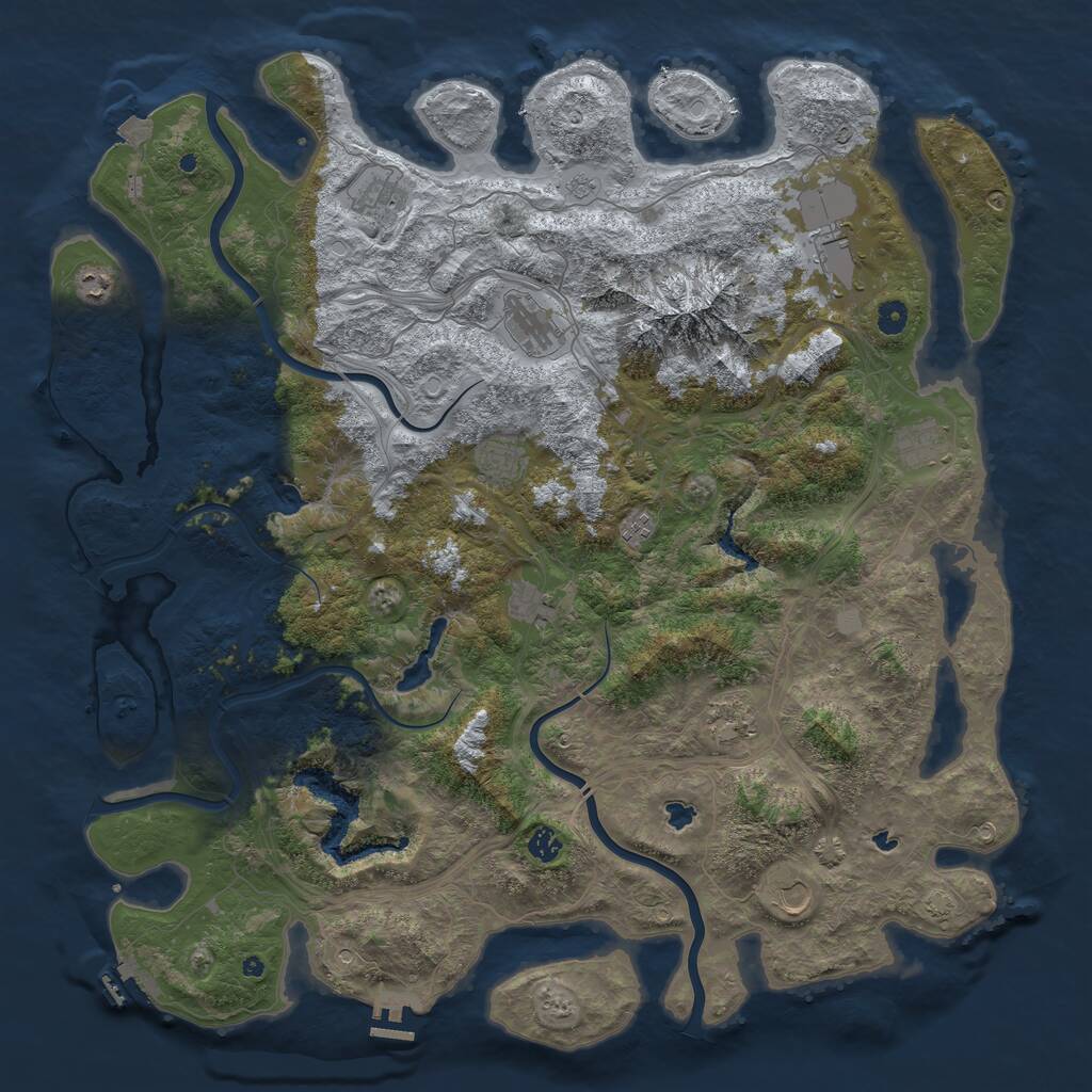 Rust Map: Procedural Map, Size: 5000, Seed: 734988, 17 Monuments