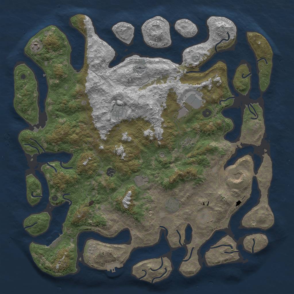 Rust Map: Procedural Map, Size: 5000, Seed: 734988, 15 Monuments