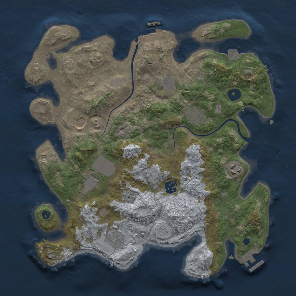 Rust Map: Procedural Map, Size: 3500, Seed: 876367742, 14 Monuments