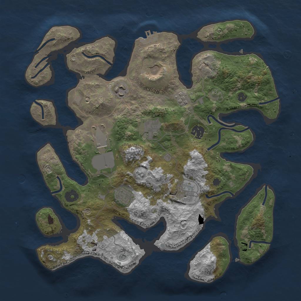 Rust Map: Procedural Map, Size: 3500, Seed: 876367742, 12 Monuments