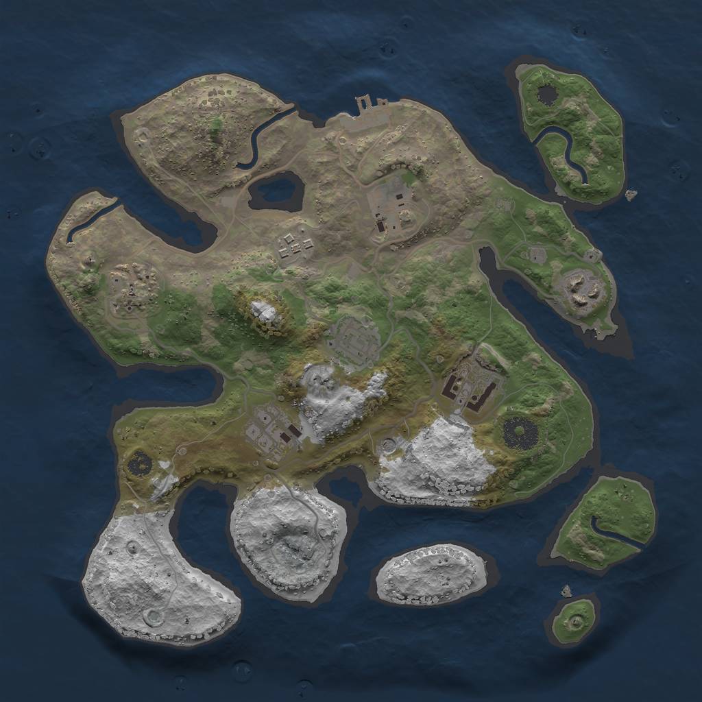 Rust Map: Procedural Map, Size: 3000, Seed: 1237252868, 11 Monuments