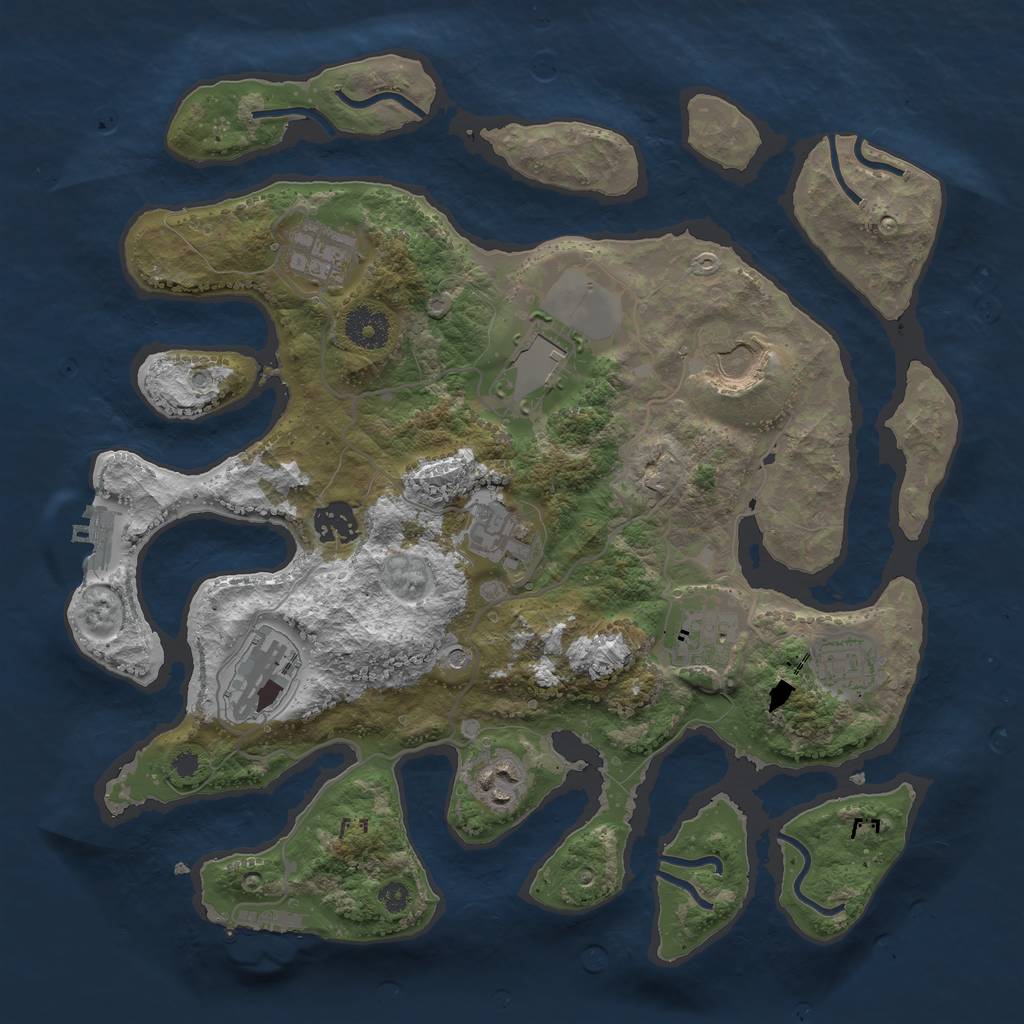 Rust Map: Procedural Map, Size: 3500, Seed: 22335566, 14 Monuments