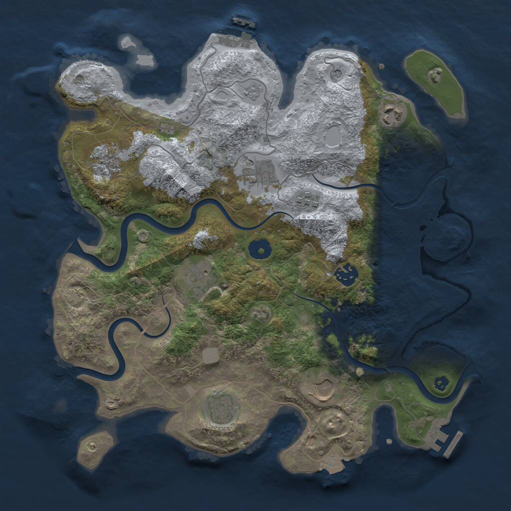 Rust Map: Procedural Map, Size: 3500, Seed: 921939219, 14 Monuments