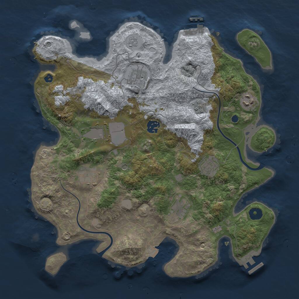 Rust Map: Procedural Map, Size: 3500, Seed: 921939219, 14 Monuments