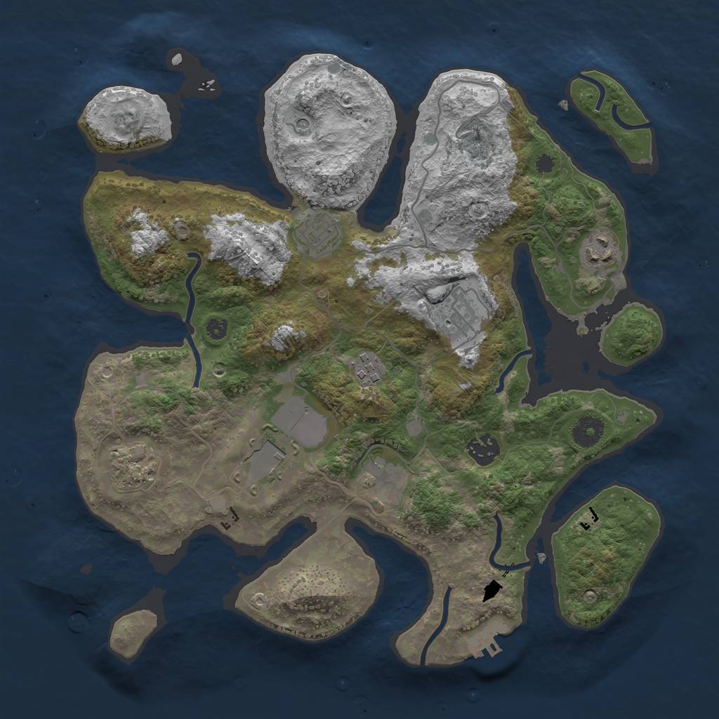 Rust Map: Procedural Map, Size: 3500, Seed: 921939219, 12 Monuments