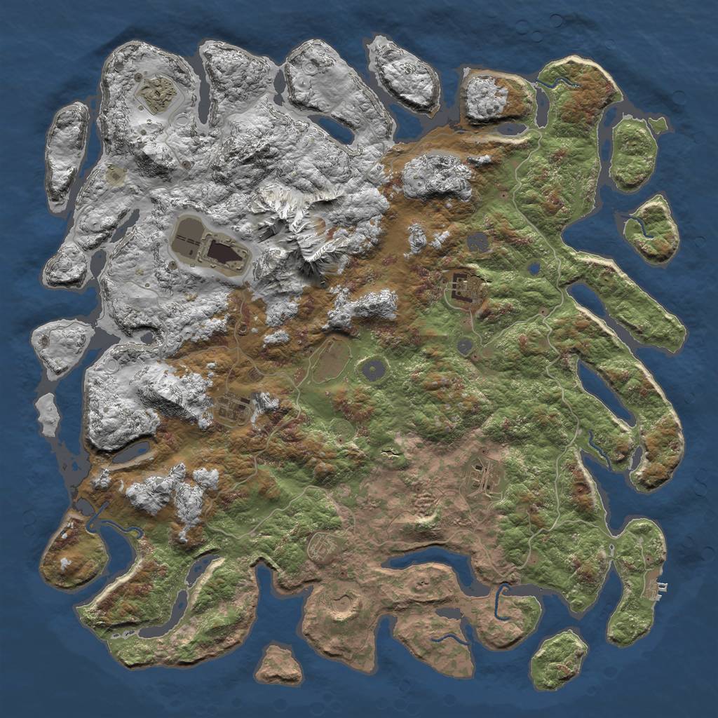 Rust Map: Procedural Map, Size: 5000, Seed: 853852, 14 Monuments