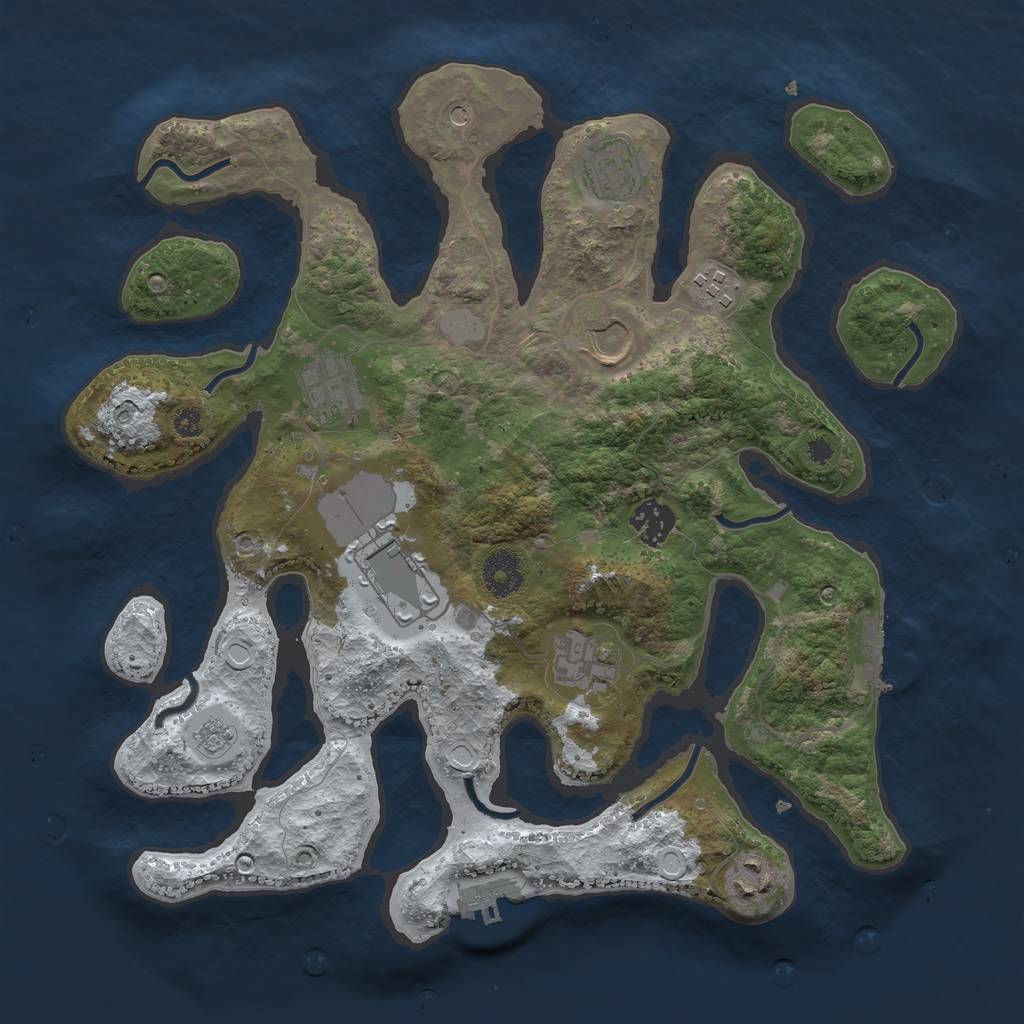 Rust Map: Procedural Map, Size: 3500, Seed: 13300, 17 Monuments