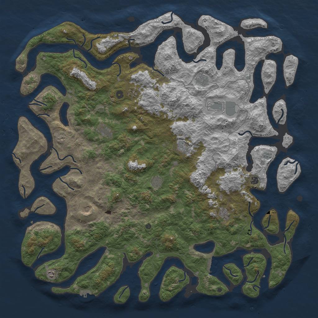 Rust Map: Procedural Map, Size: 6000, Seed: 42272996, 16 Monuments