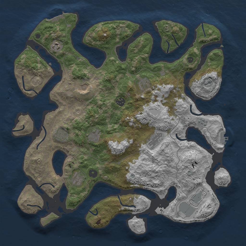 Rust Map: Procedural Map, Size: 4250, Seed: 1258375383, 18 Monuments