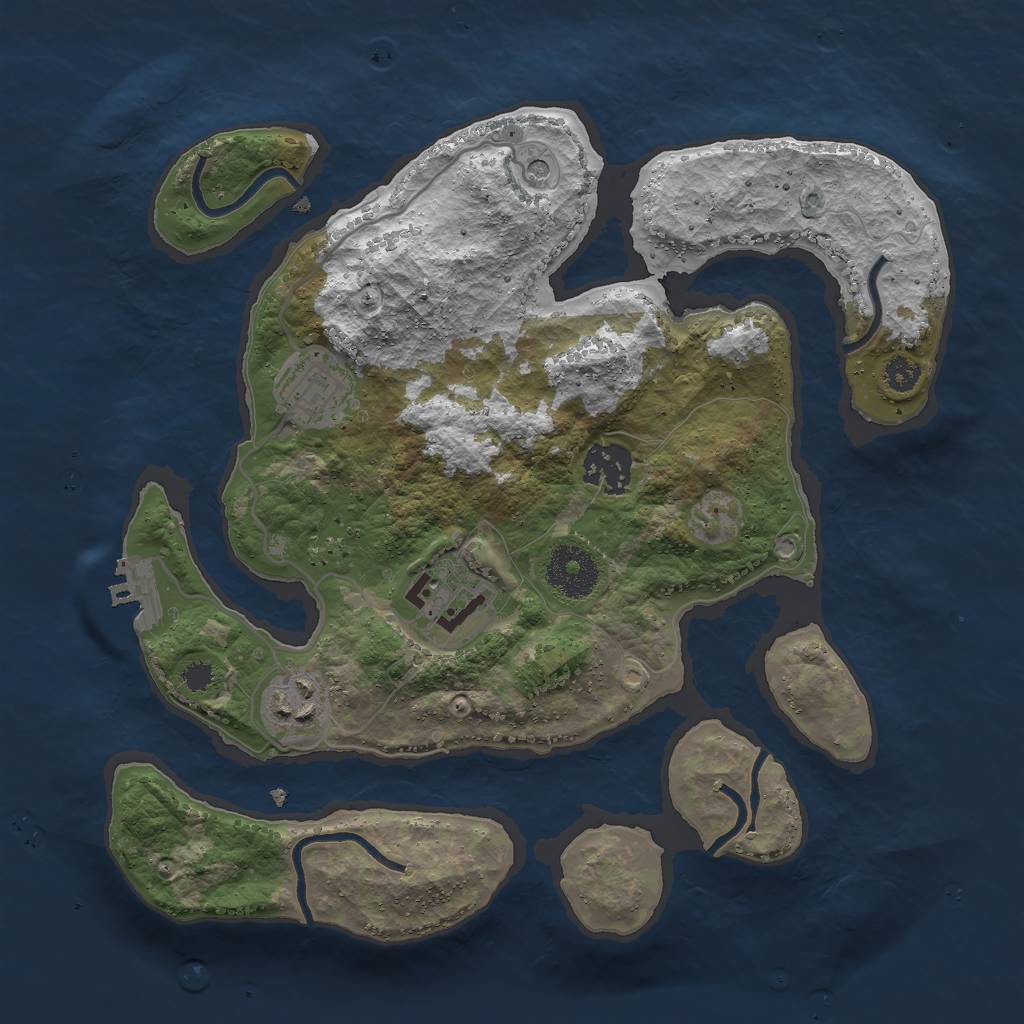 Rust Map: Procedural Map, Size: 3000, Seed: 90270834, 8 Monuments