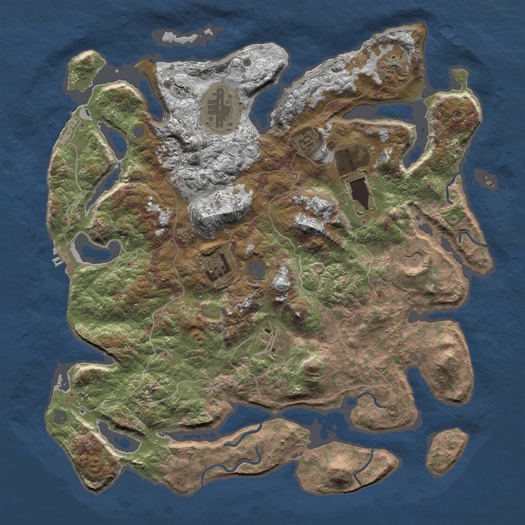 Rust Map: Procedural Map, Size: 4000, Seed: 41379, 14 Monuments