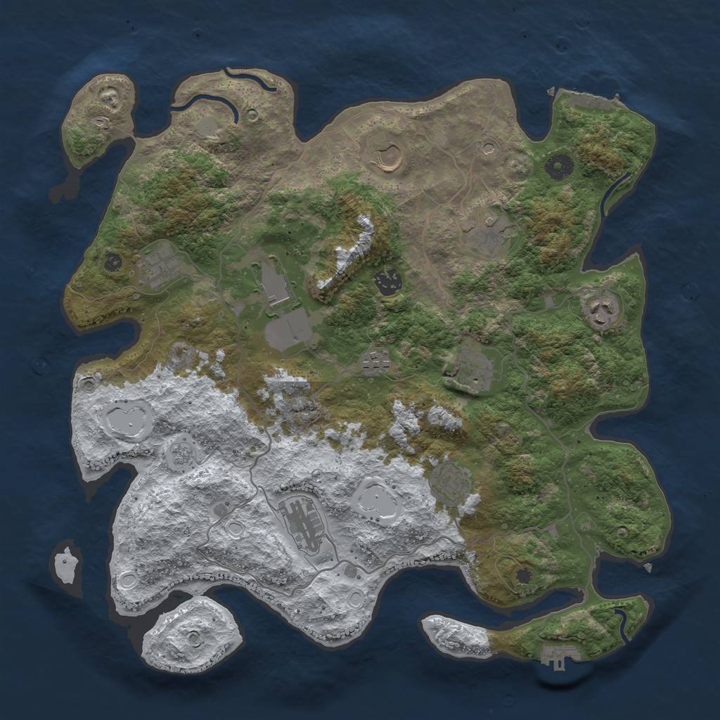 Rust Map: Procedural Map, Size: 4000, Seed: 1175202460, 19 Monuments