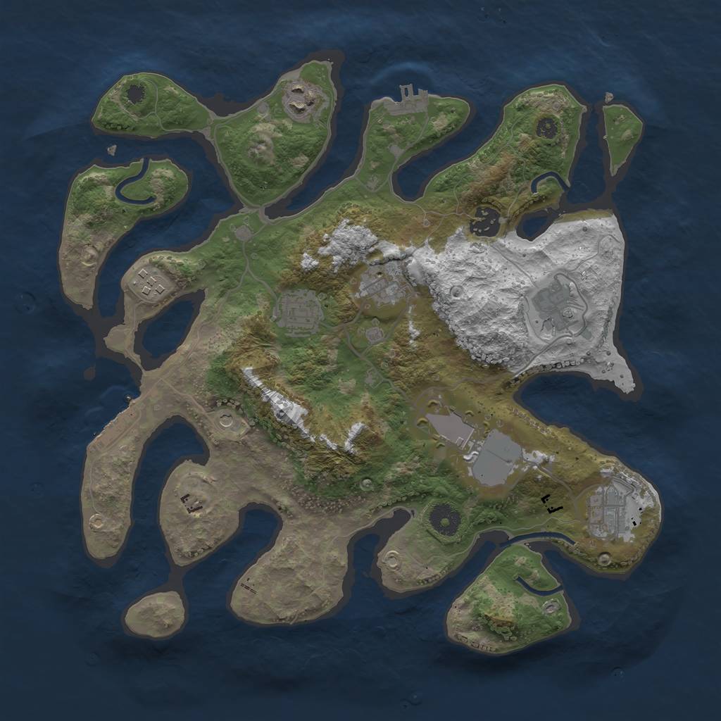 Rust Map: Procedural Map, Size: 3500, Seed: 41416118, 13 Monuments