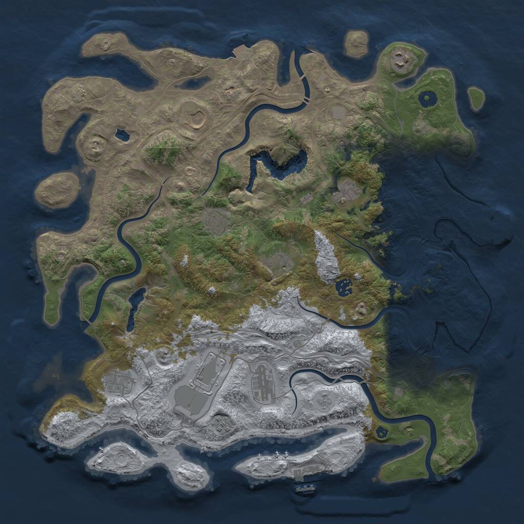 Rust Map: Procedural Map, Size: 4400, Seed: 16429211, 16 Monuments