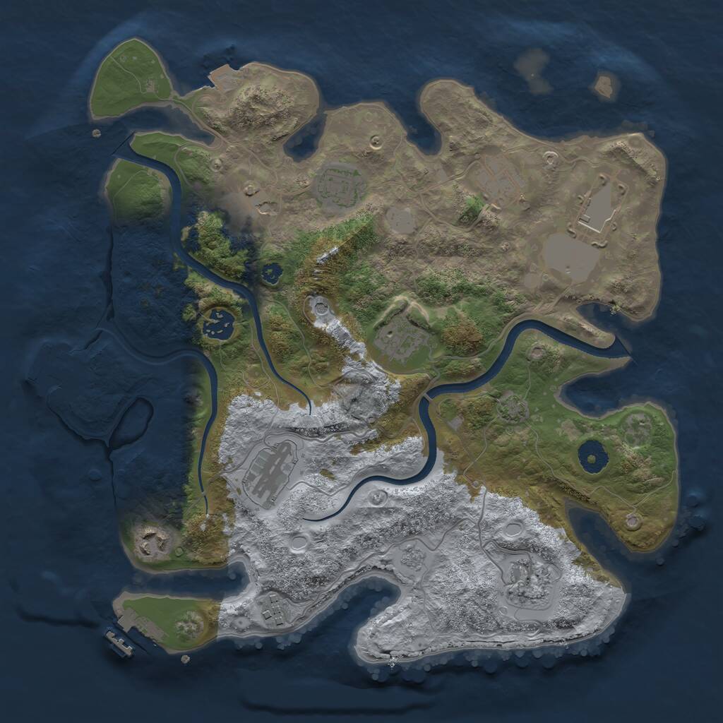 Rust Map: Procedural Map, Size: 3500, Seed: 3936327, 16 Monuments