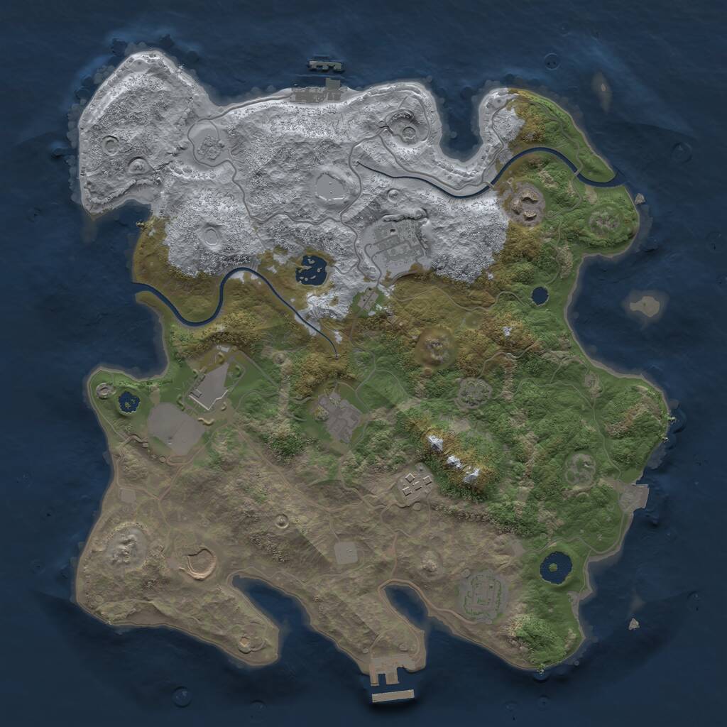 Rust Map: Procedural Map, Size: 3500, Seed: 3221989, 14 Monuments