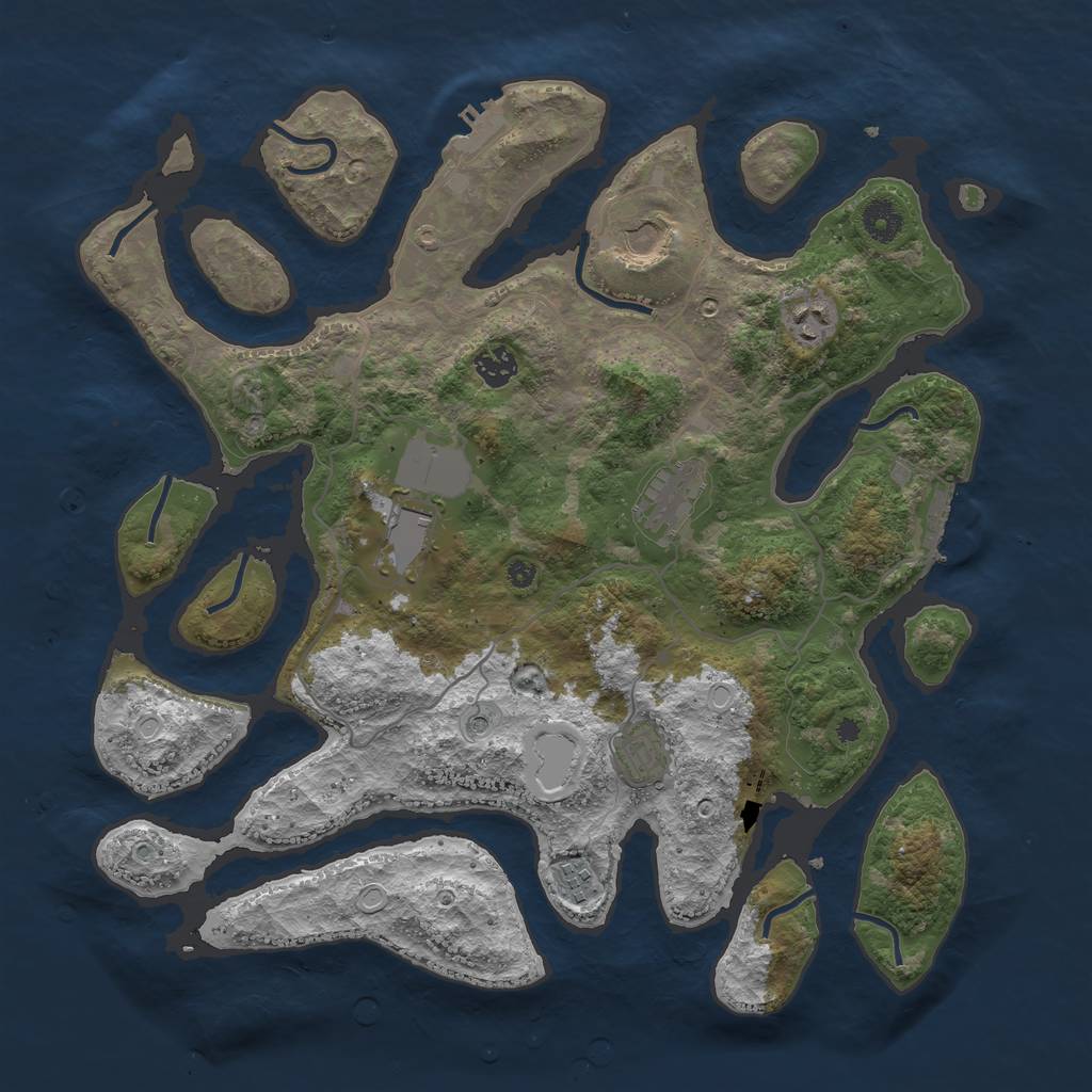 Rust Map: Procedural Map, Size: 4000, Seed: 1088033303, 18 Monuments