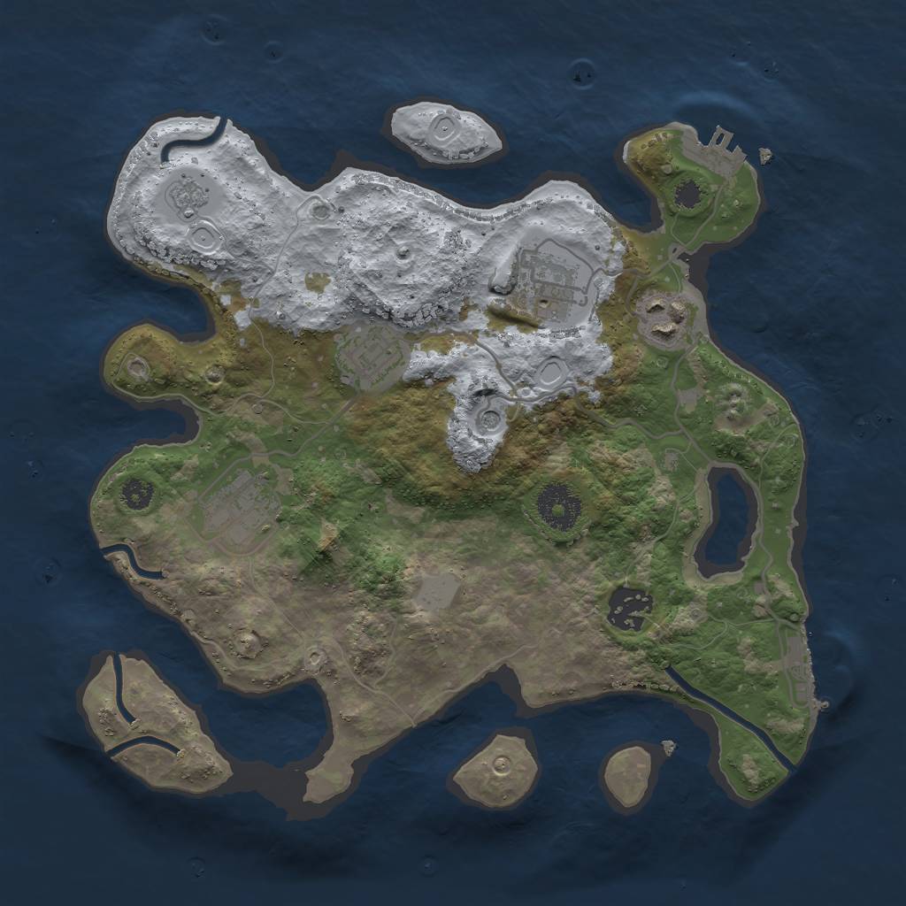 Rust Map: Procedural Map, Size: 3000, Seed: 558498984, 12 Monuments