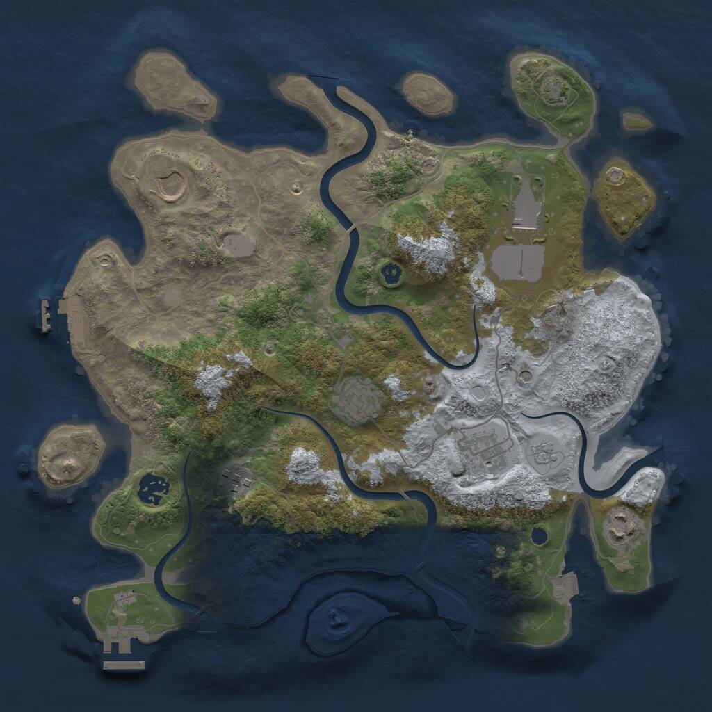 Rust Map: Procedural Map, Size: 3500, Seed: 47325, 13 Monuments