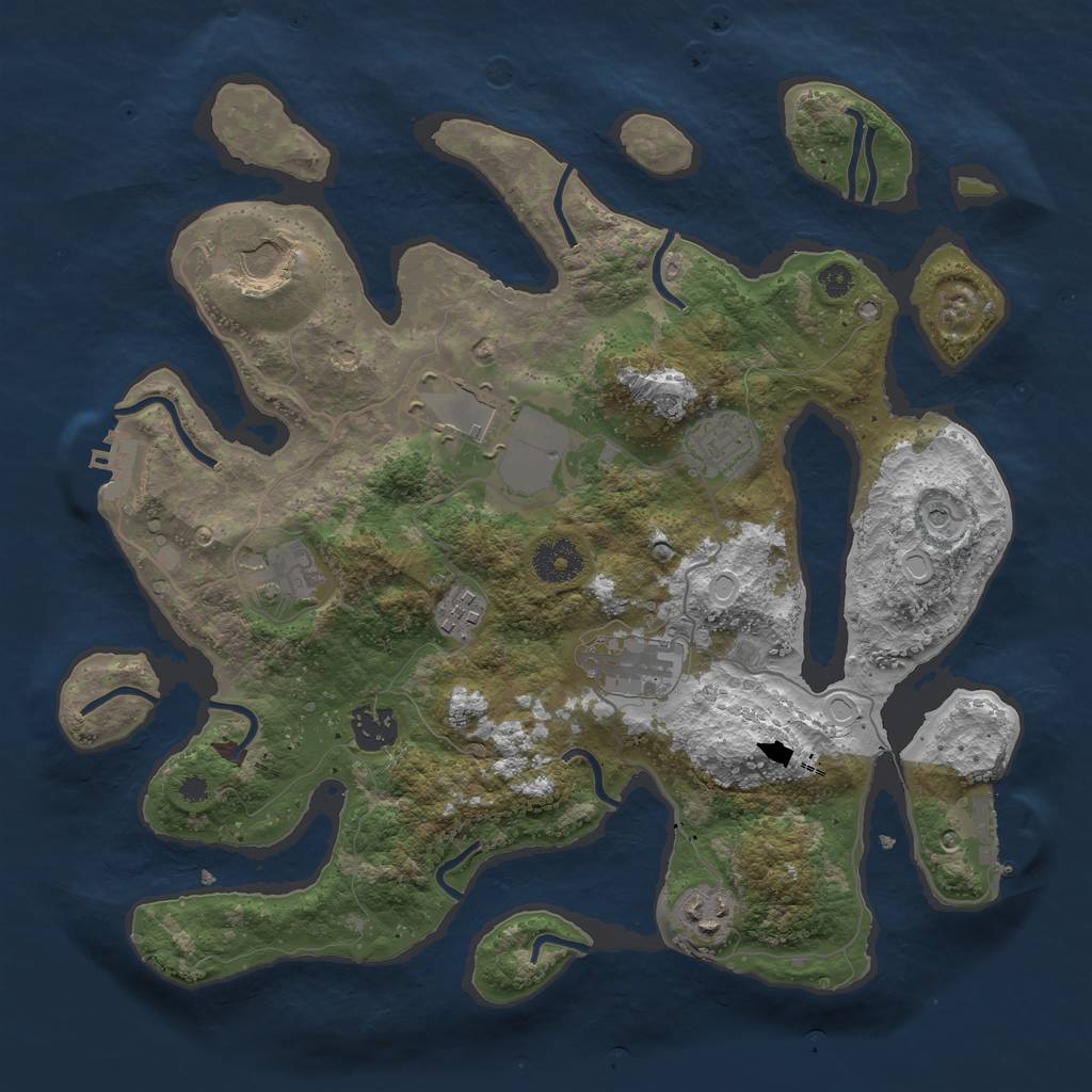 Rust Map: Procedural Map, Size: 3500, Seed: 47325, 19 Monuments