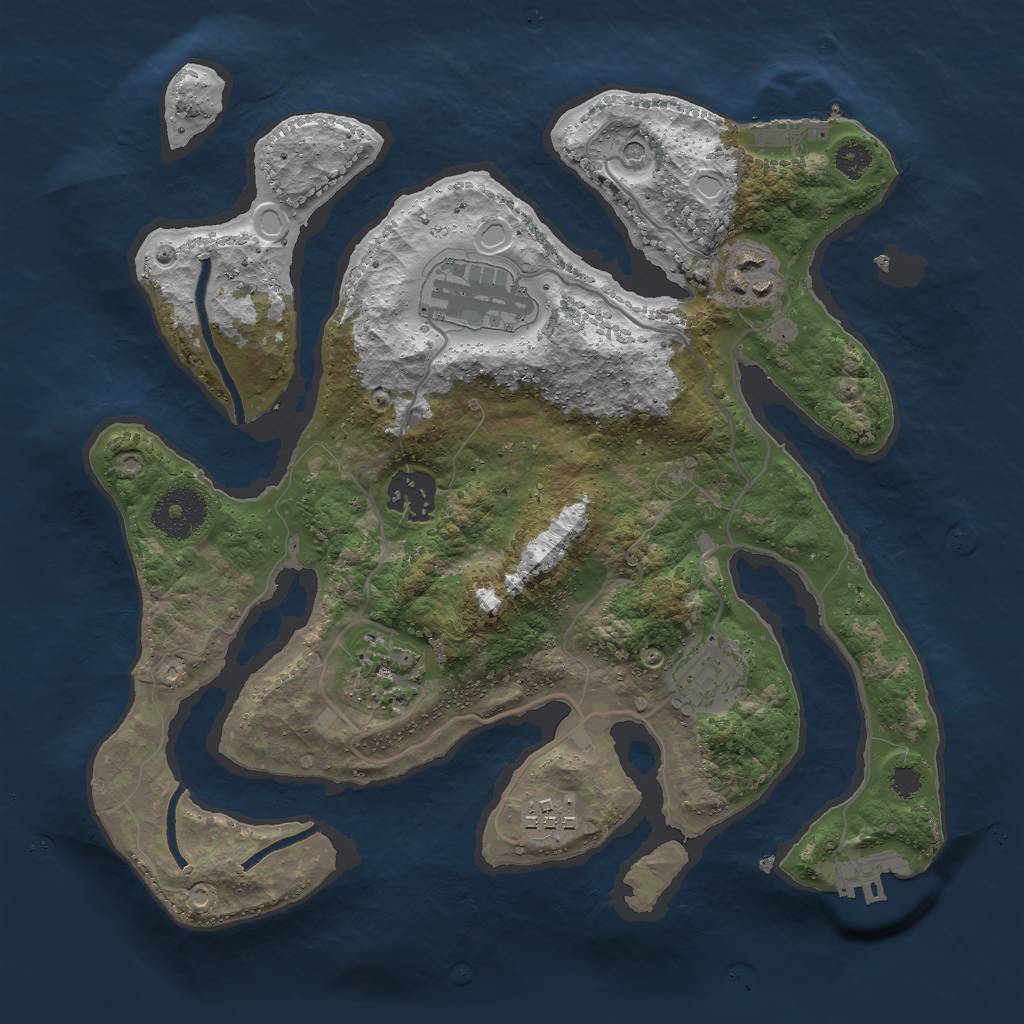 Rust Map: Procedural Map, Size: 3000, Seed: 1968033906, 14 Monuments