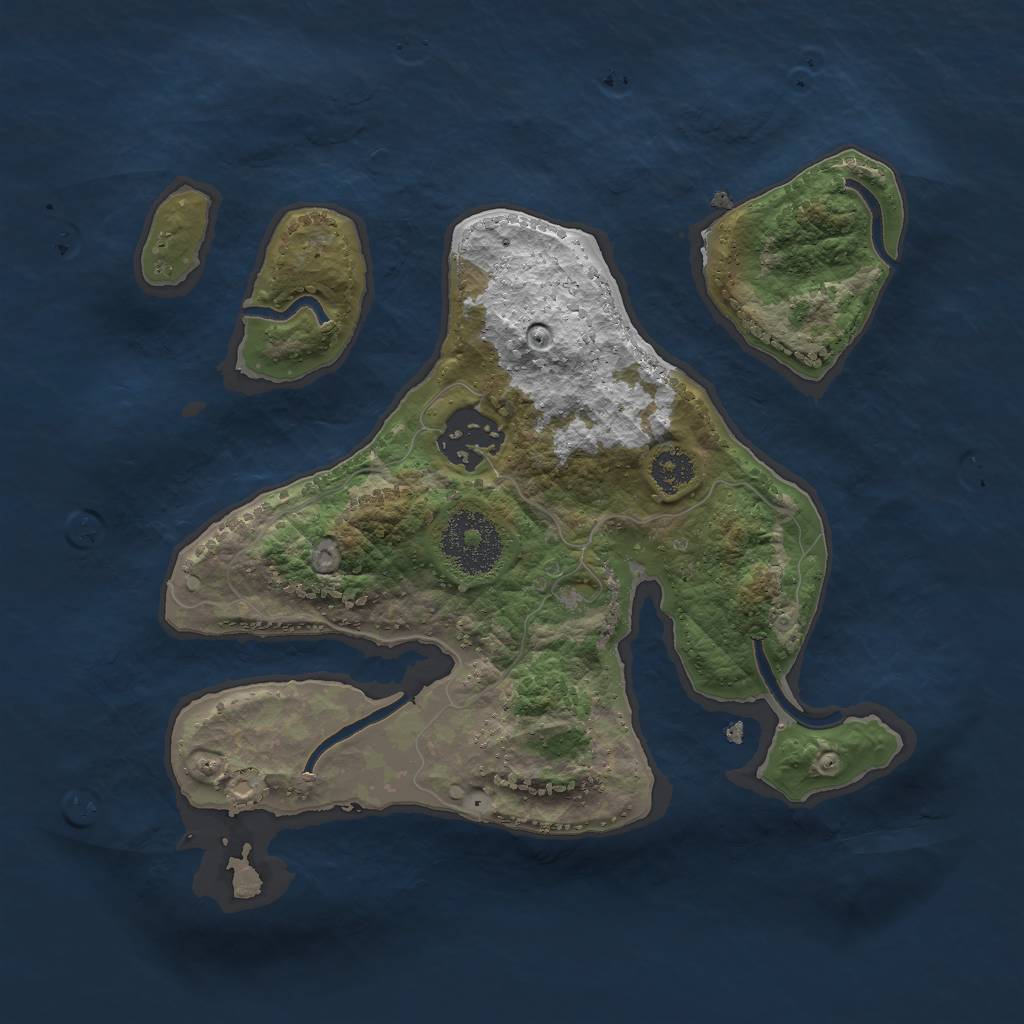 Rust Map: Procedural Map, Size: 2500, Seed: 131999, 3 Monuments