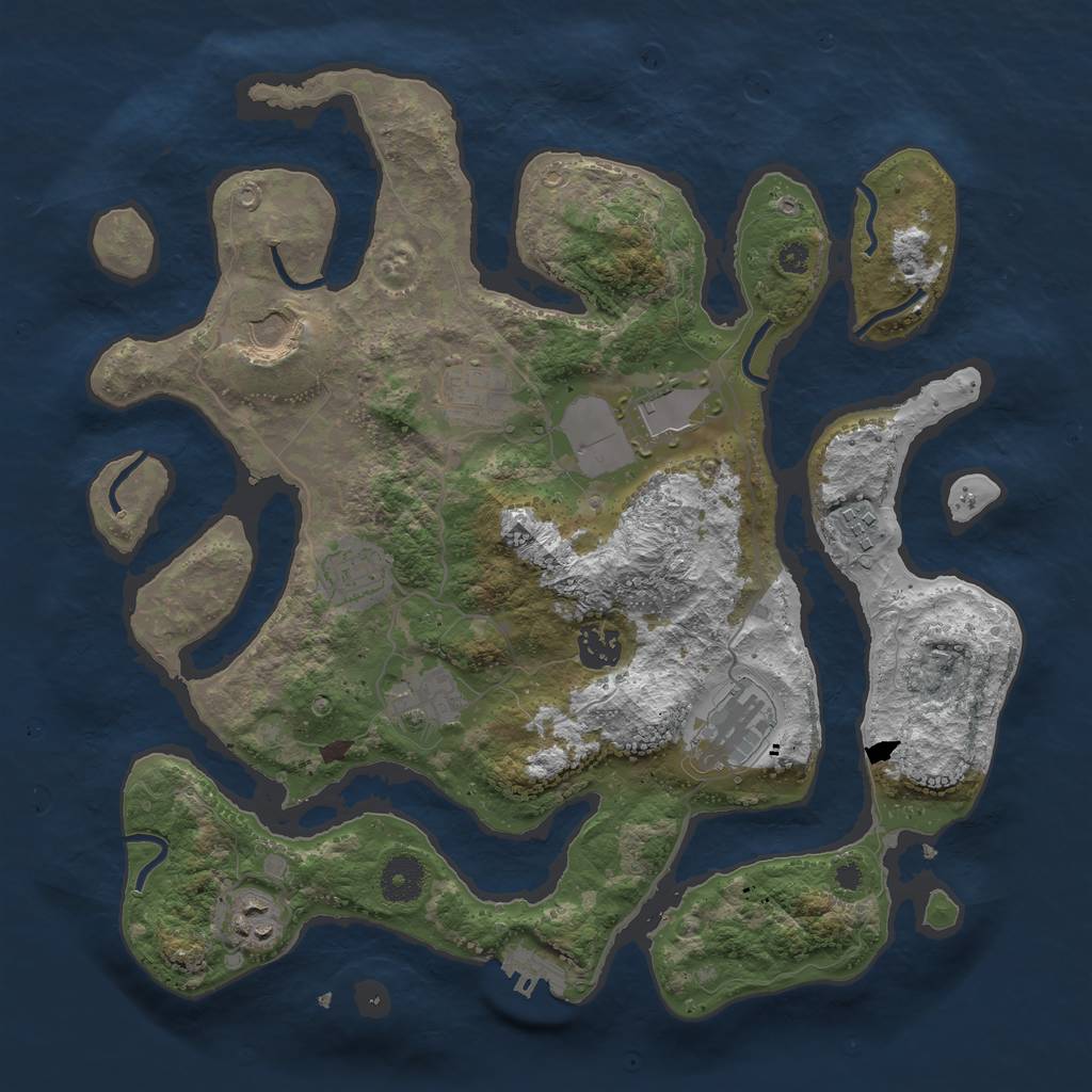 Rust Map: Procedural Map, Size: 3600, Seed: 970152709, 12 Monuments