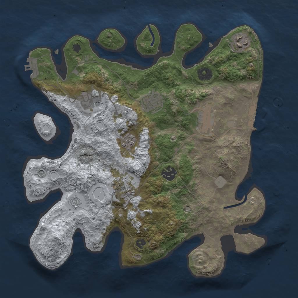 Rust Map: Procedural Map, Size: 3150, Seed: 3522, 16 Monuments