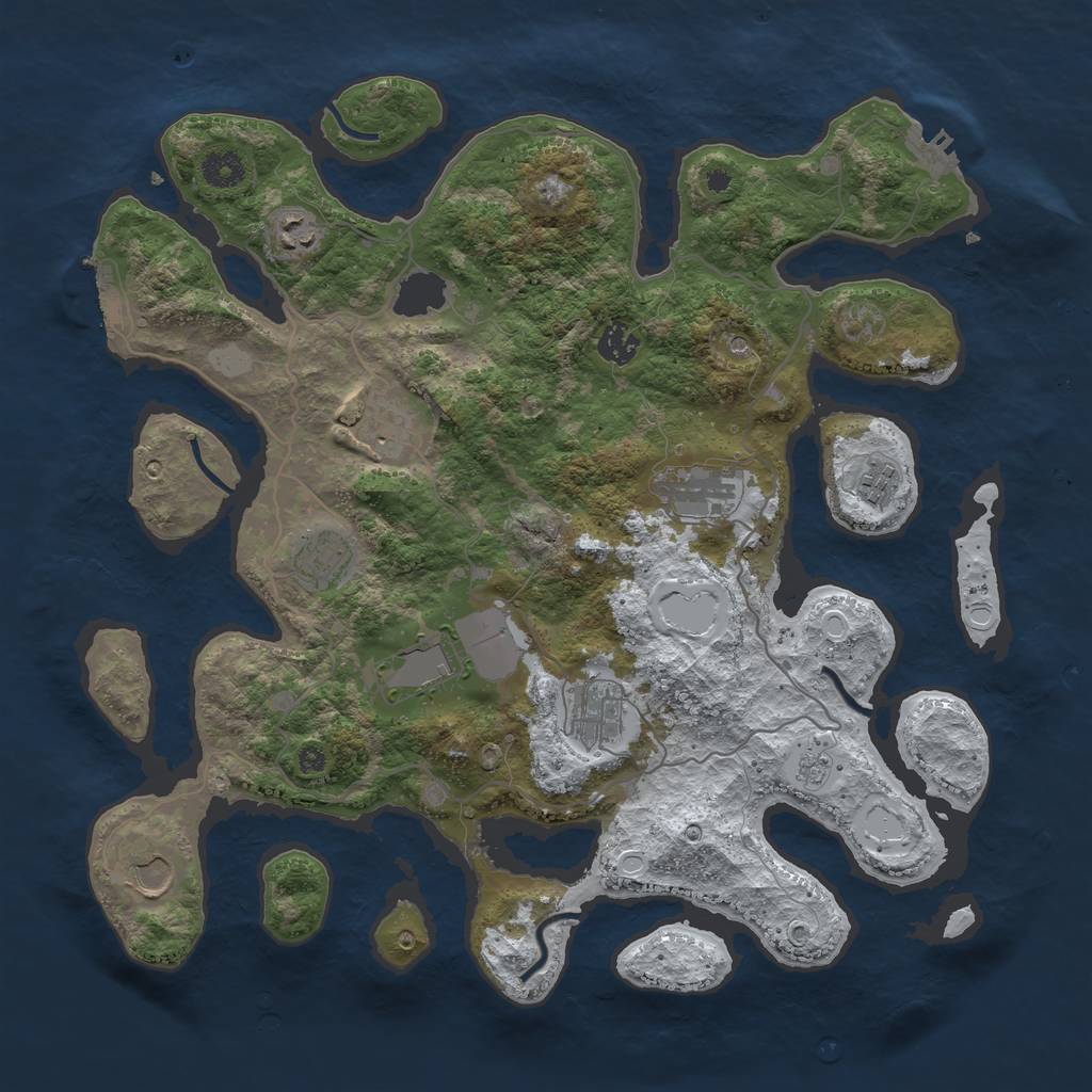 Rust Map: Procedural Map, Size: 4000, Seed: 5809, 18 Monuments