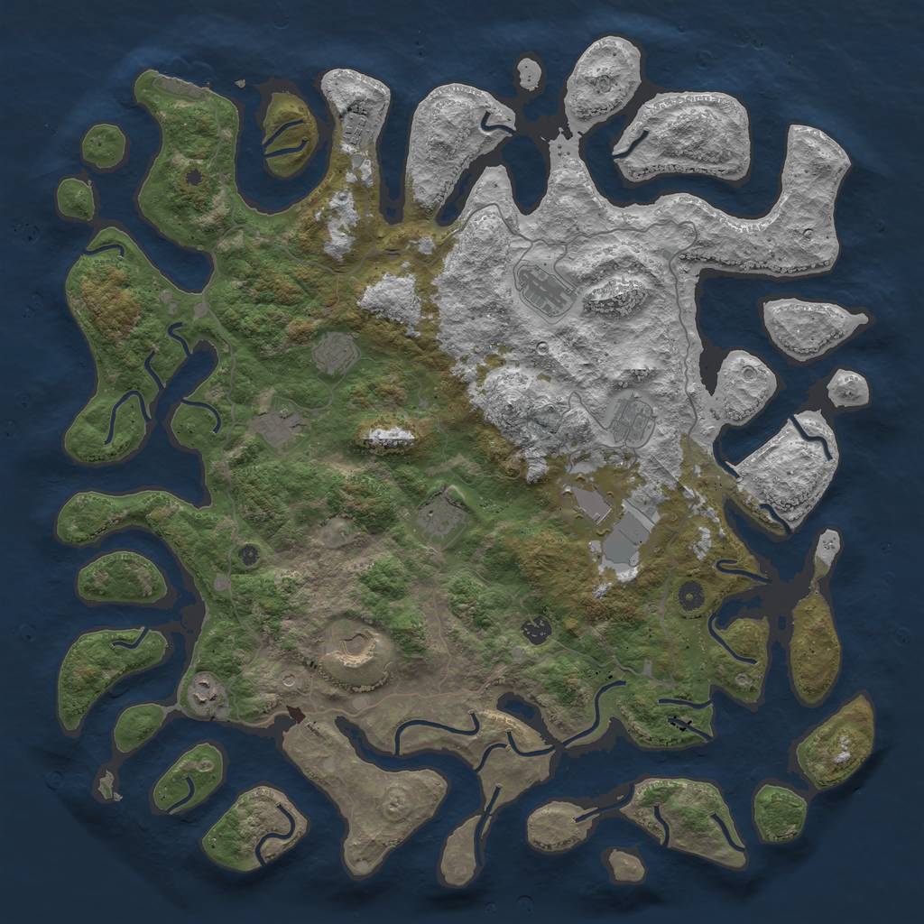 Rust Map: Procedural Map, Size: 5000, Seed: 5001, 14 Monuments