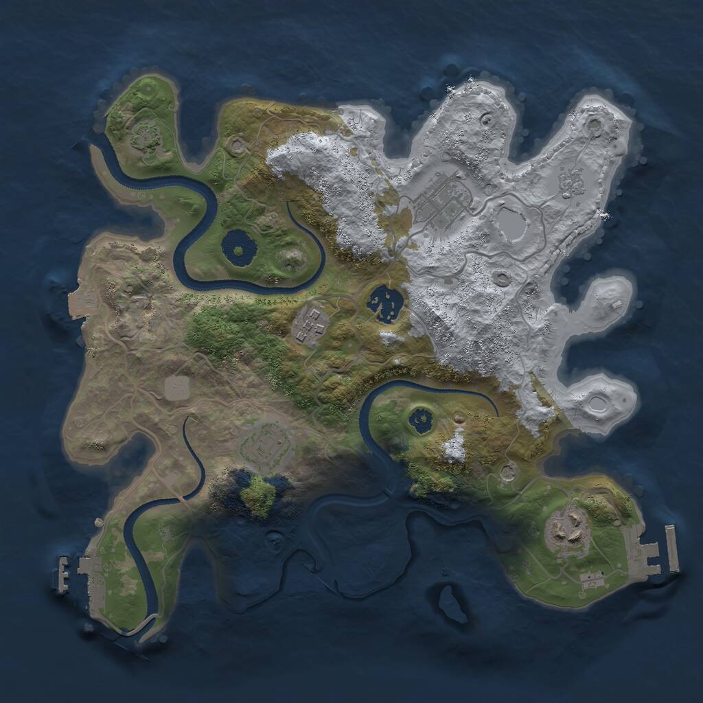 Rust Map: Procedural Map, Size: 3000, Seed: 2038947742, 11 Monuments