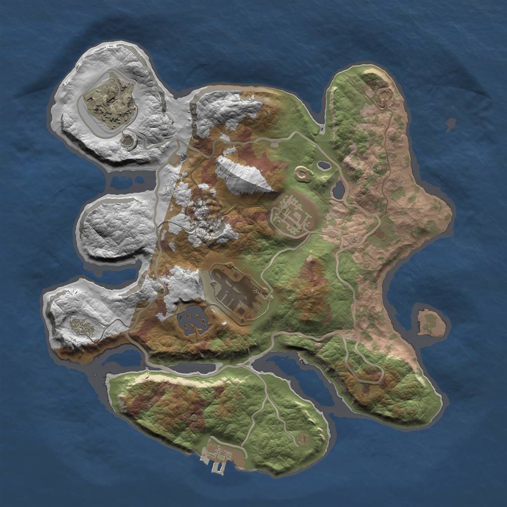 Rust Map: Barren, Size: 2500, Seed: 900, 9 Monuments