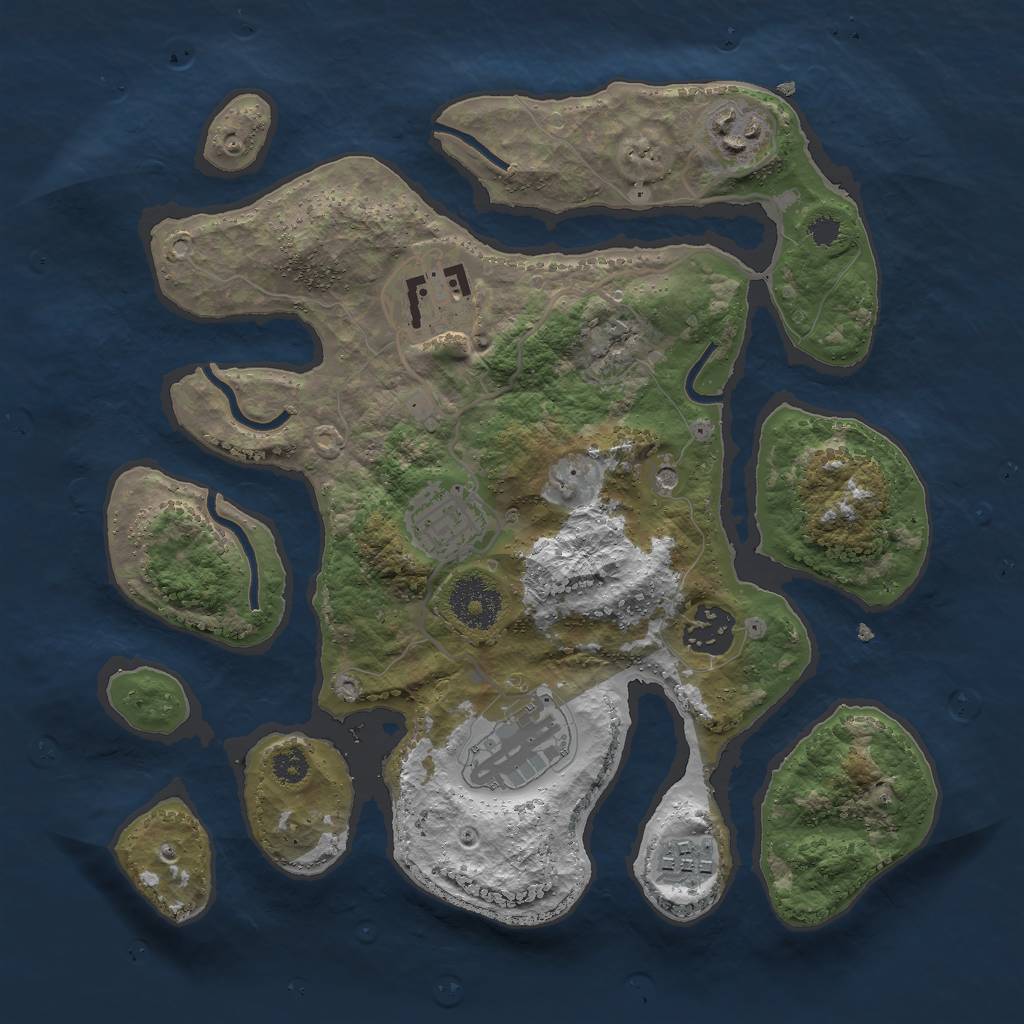 Rust Map: Procedural Map, Size: 3000, Seed: 590962725, 9 Monuments