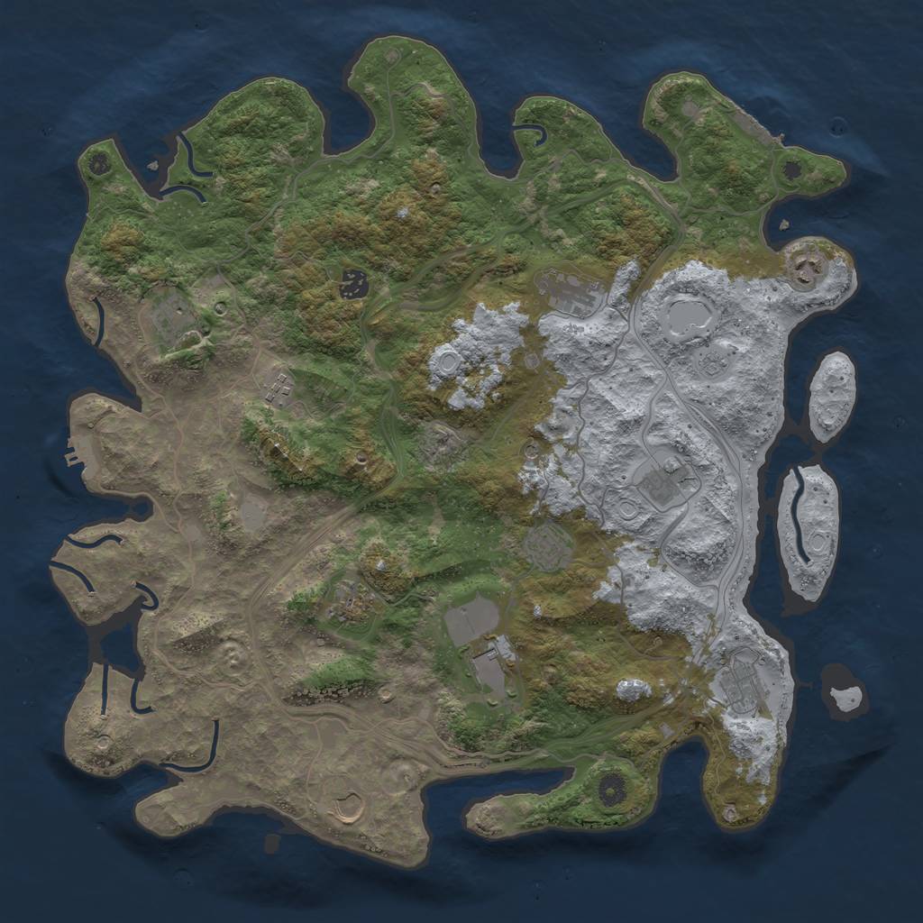 Rust Map: Procedural Map, Size: 4500, Seed: 621866835, 18 Monuments