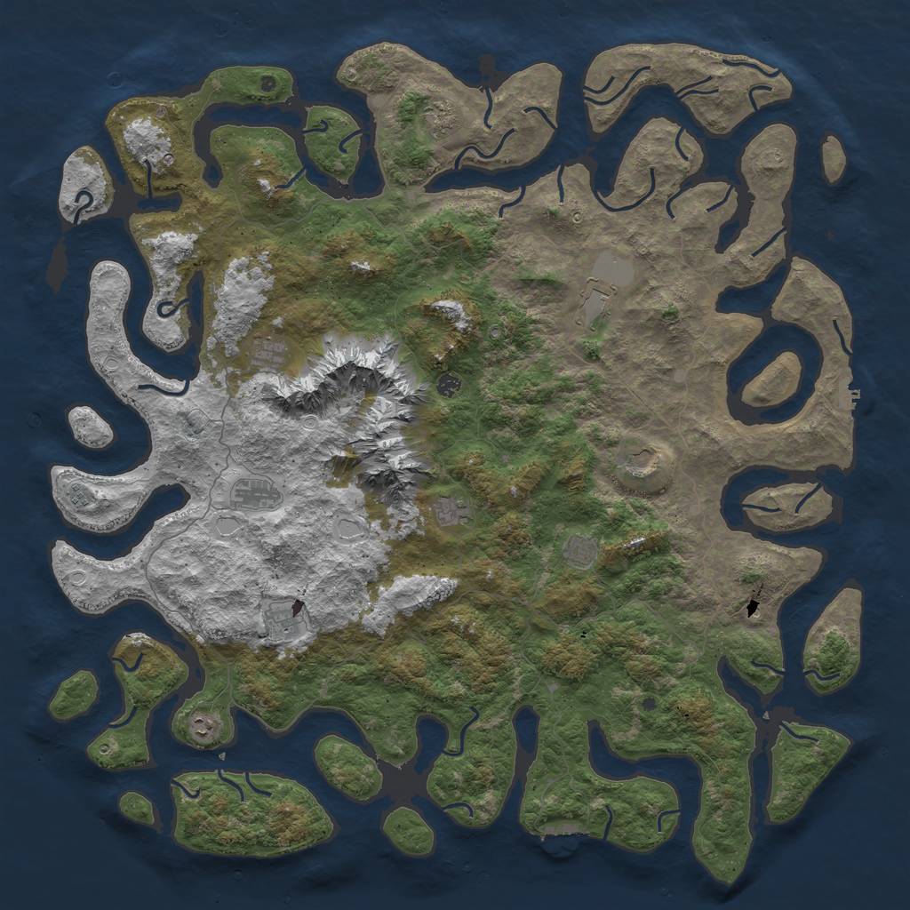 Rust Map: Procedural Map, Size: 6000, Seed: 2873910, 19 Monuments