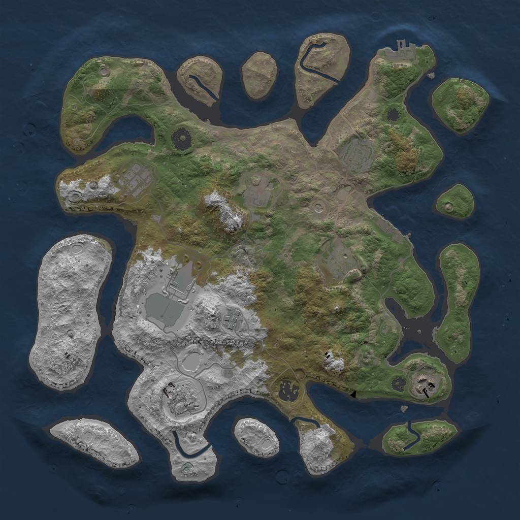 Rust Map: Procedural Map, Size: 3750, Seed: 6607497, 17 Monuments