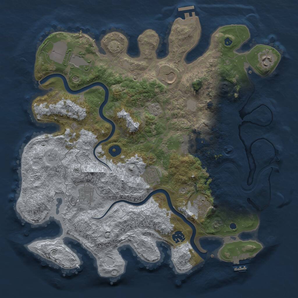 Rust Map: Procedural Map, Size: 3750, Seed: 6607497, 15 Monuments