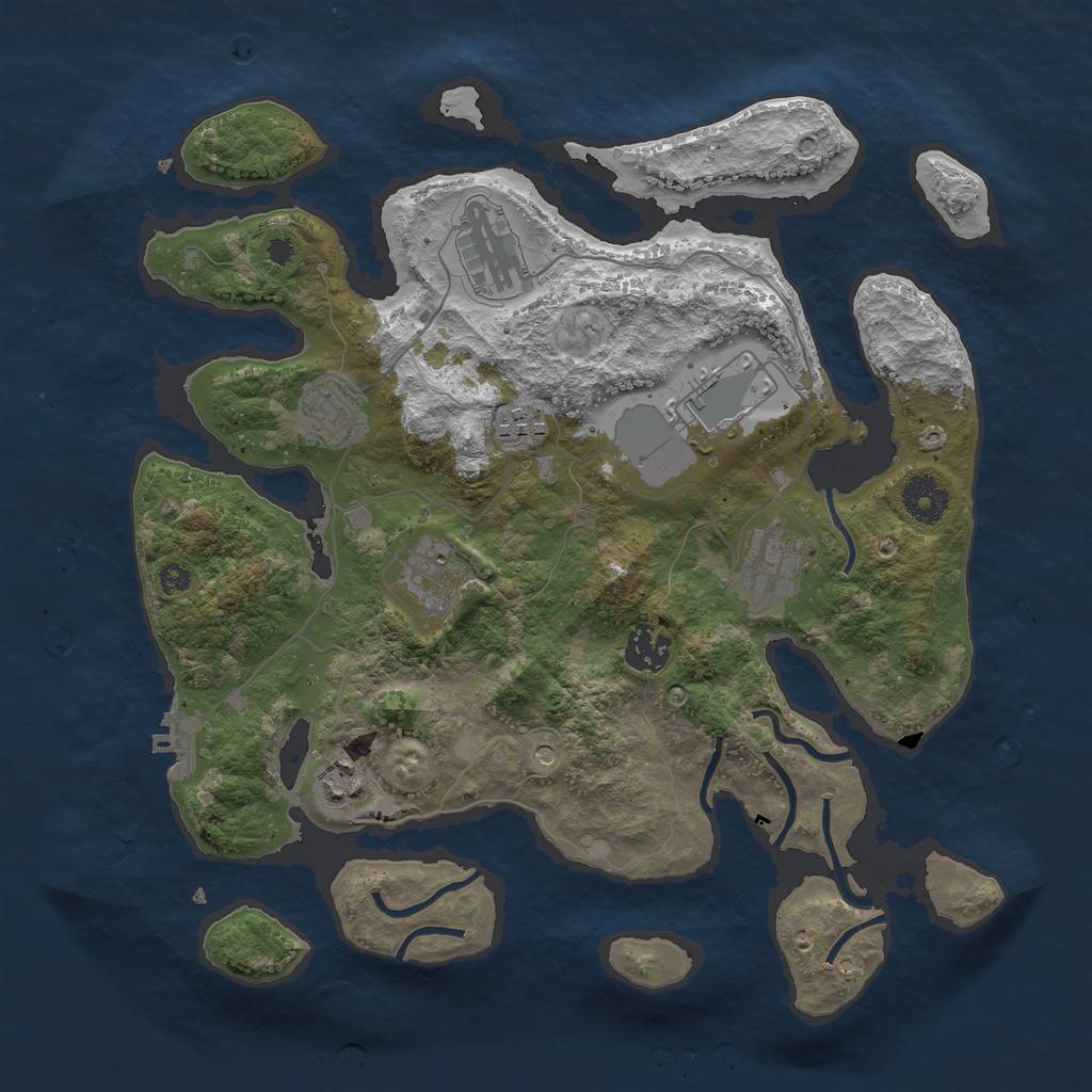 Rust Map: Procedural Map, Size: 3500, Seed: 3772015, 12 Monuments