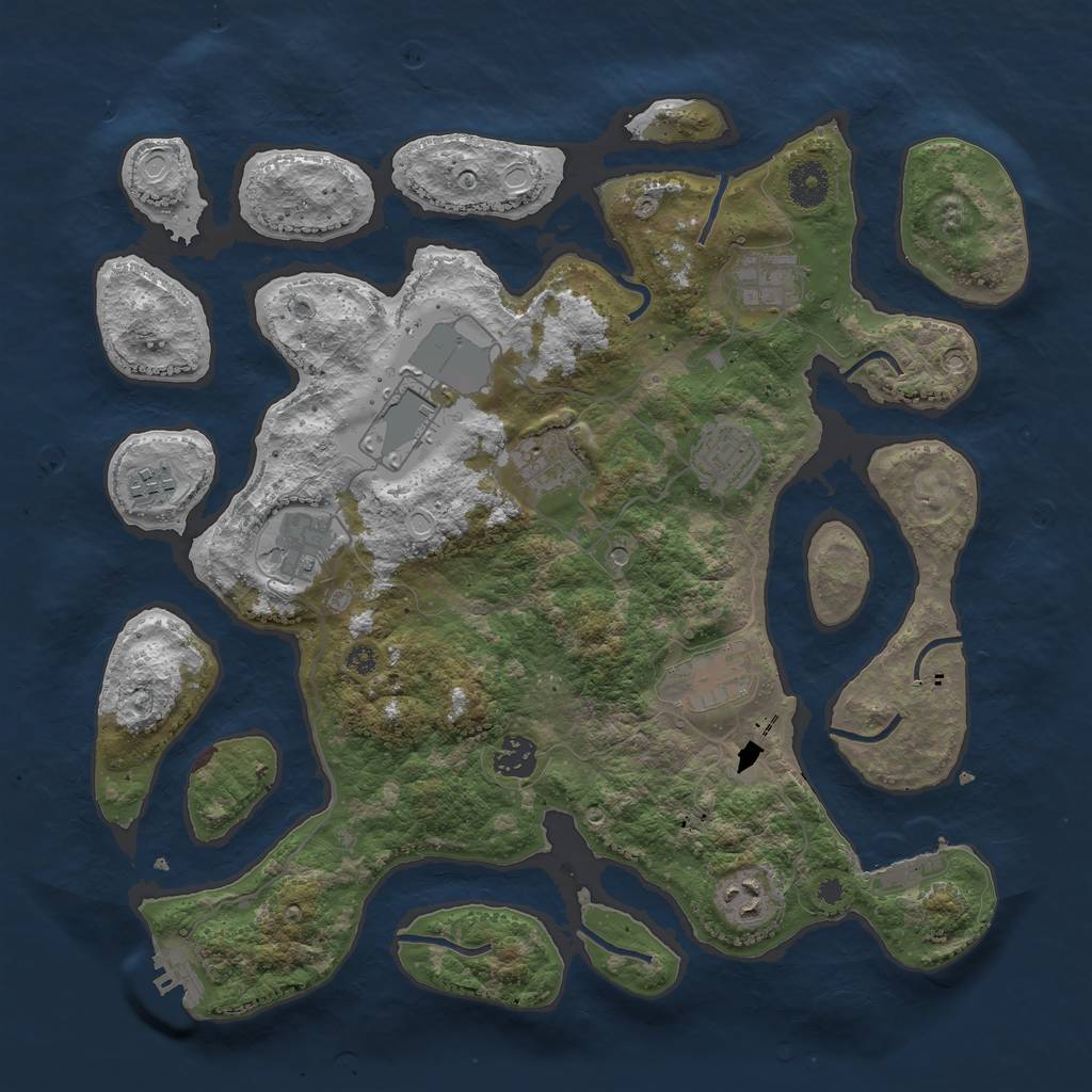 Rust Map: Procedural Map, Size: 3750, Seed: 204982840, 17 Monuments