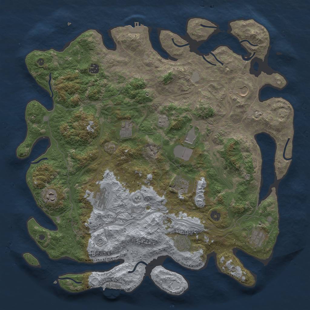 Rust Map: Procedural Map, Size: 4500, Seed: 83939, 18 Monuments