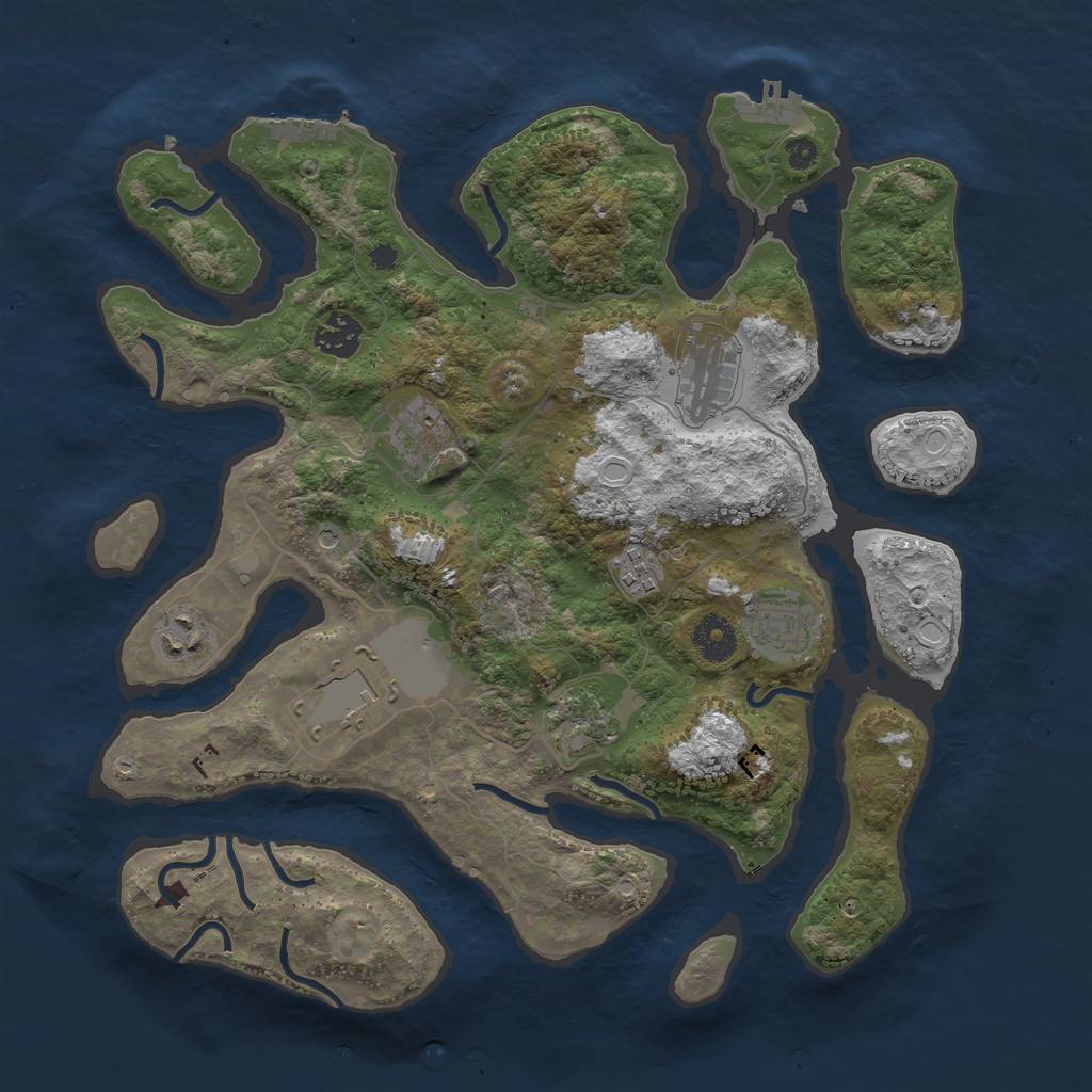 Rust Map: Procedural Map, Size: 3600, Seed: 87938, 16 Monuments